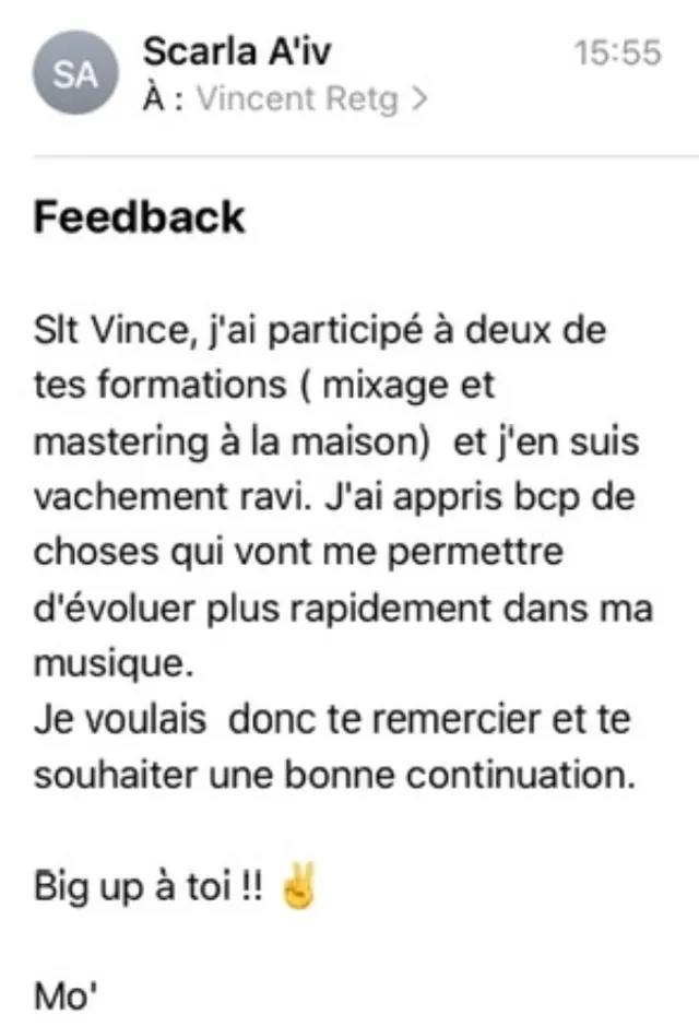 Capture d’écran d’un témoignage reçu au sujet du Pass MAO